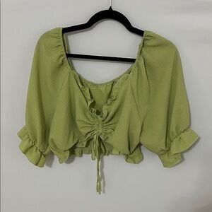 Green Ruched Women's Top